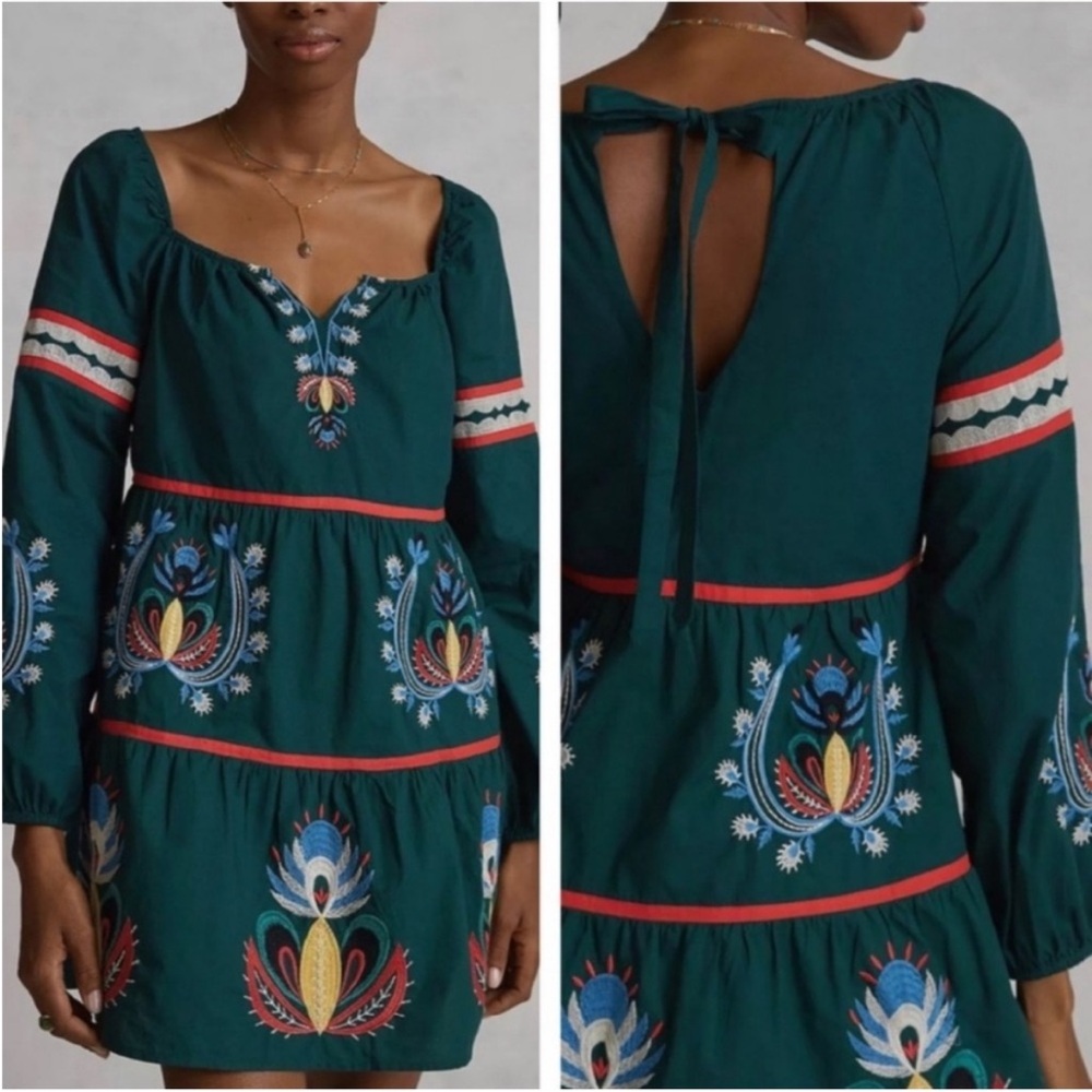Anthropologie Let me Be embroidered tunic dress - size L